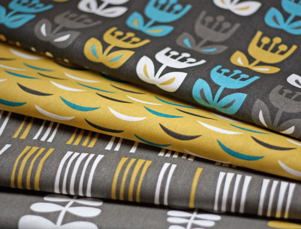 Midcentury retro fabric design