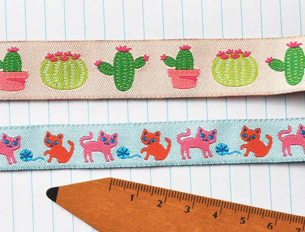 Cute cactus and kitten ribbon