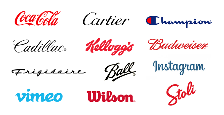 script logo examples: wordmarks