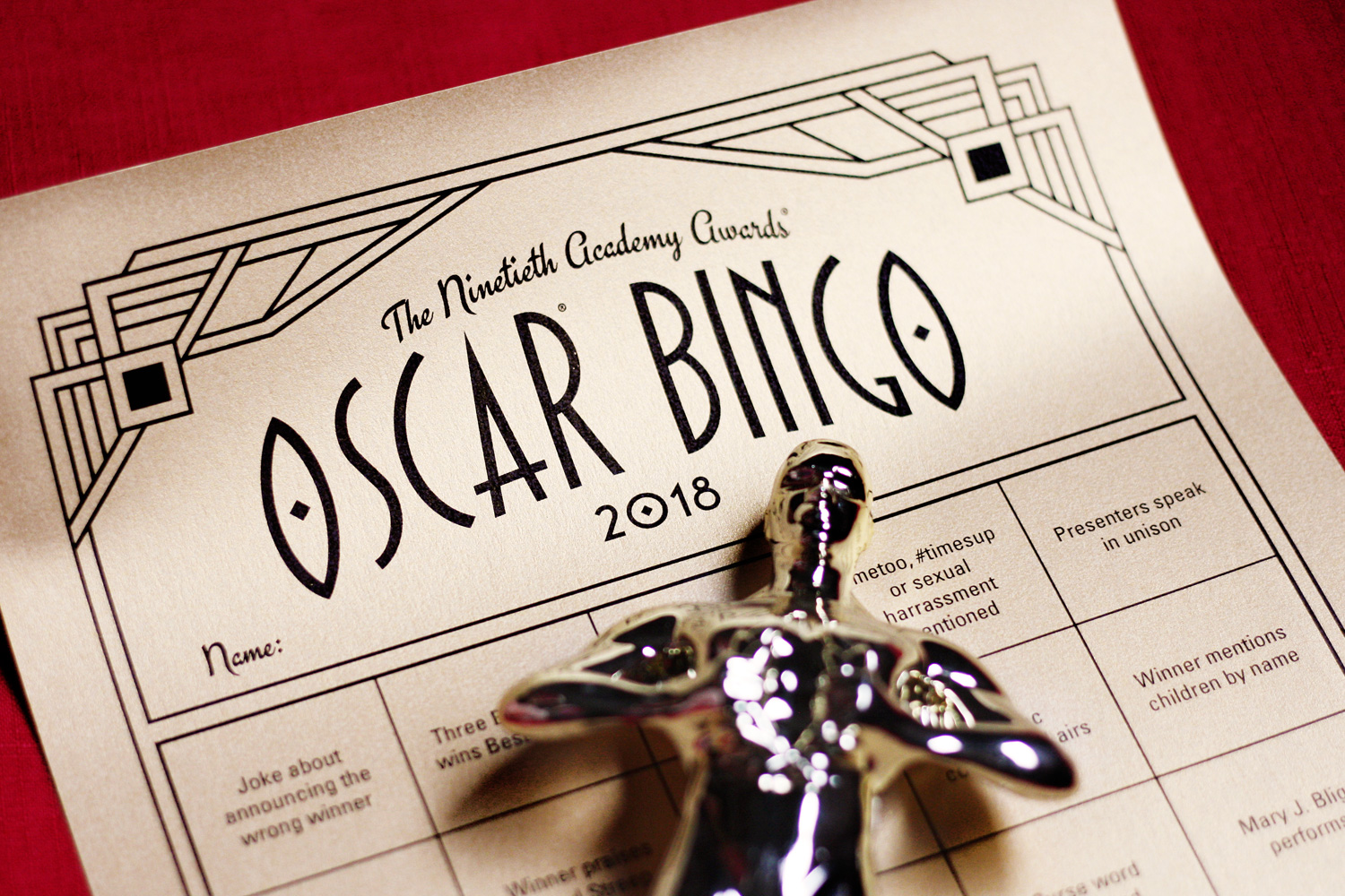 oscar bingo 2018 academy awards