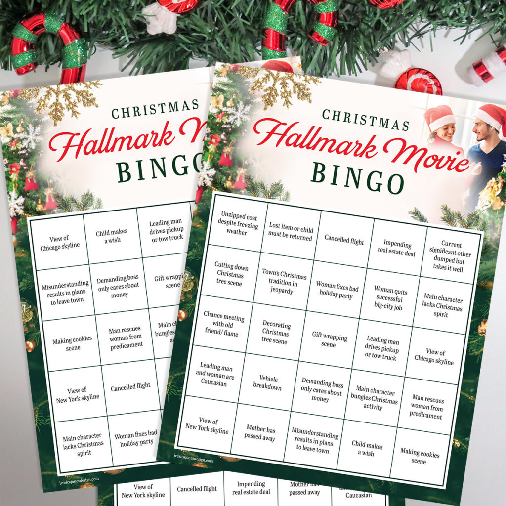Christmas Hallmark movie bingo game cards