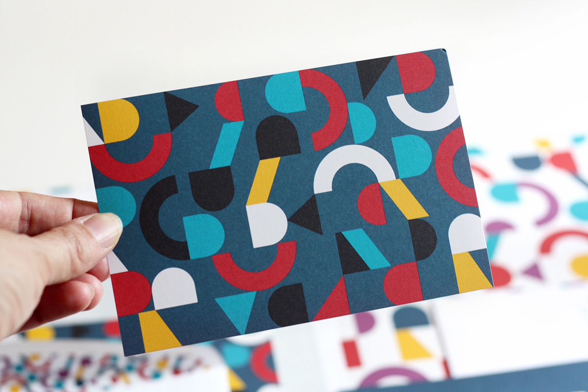 geometric pattern on postcard