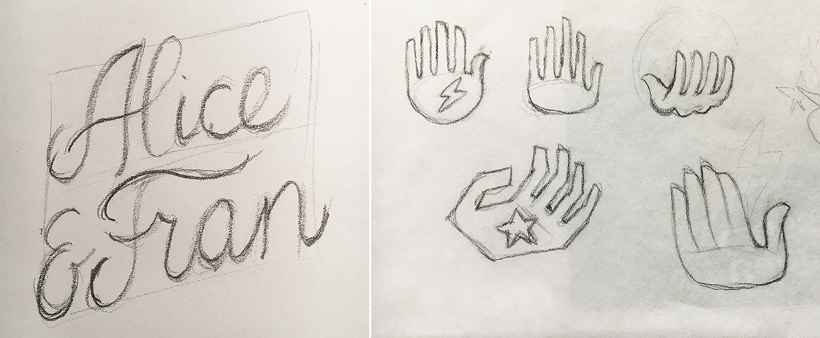 hand logo sketches