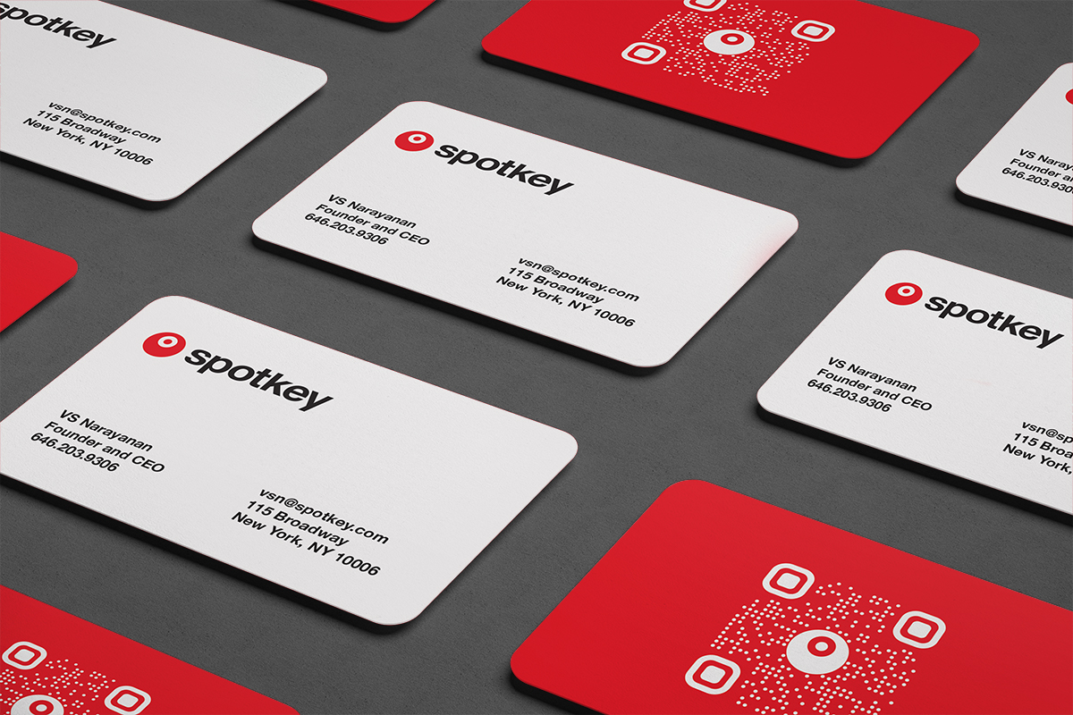 red white rounded corner business cards