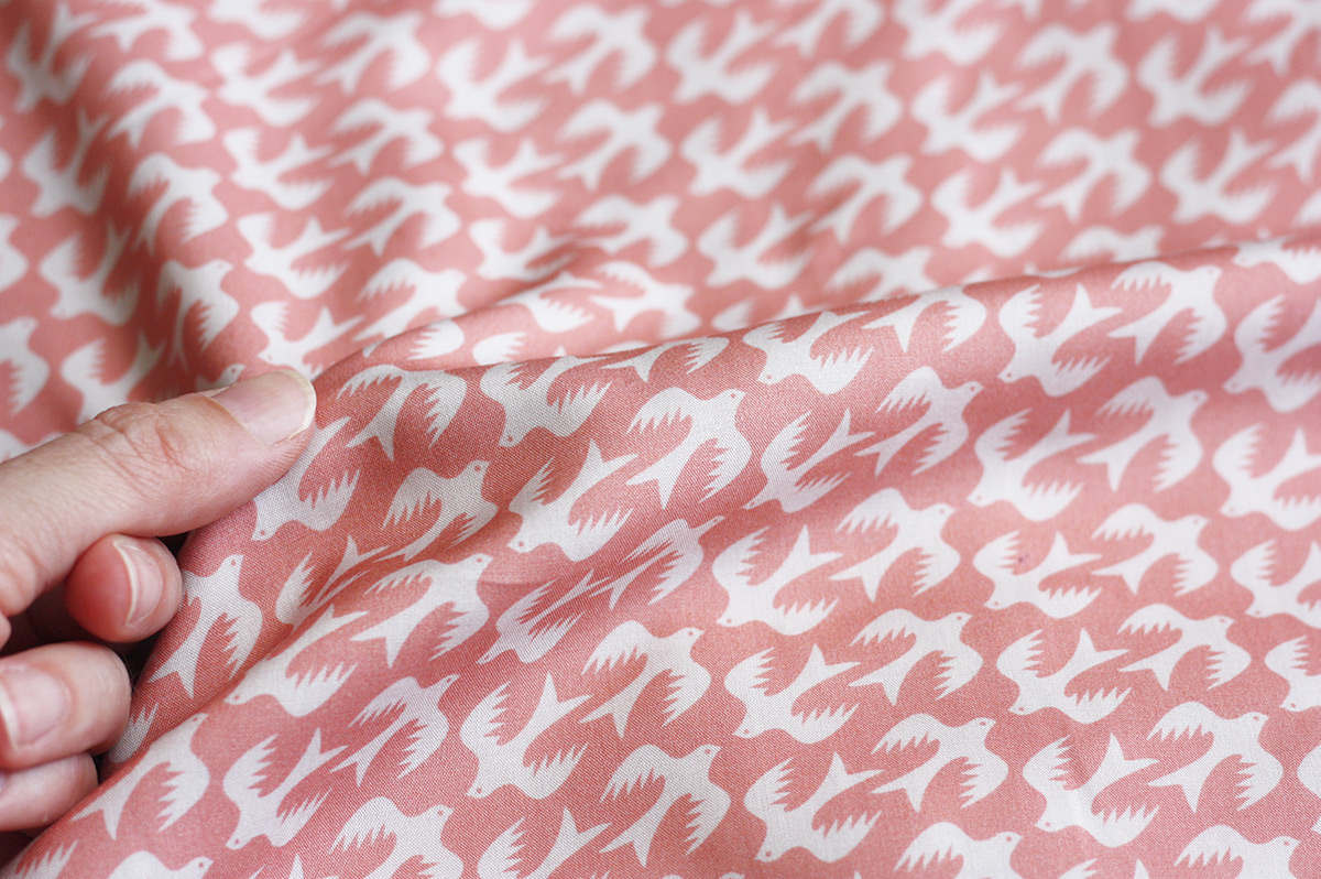 mid century bird fabric jessica jones pink