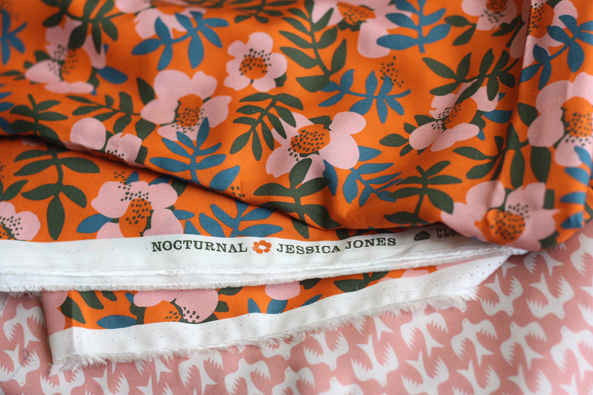 orange floral fabric jessica jones