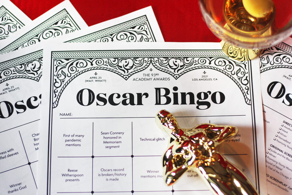 Oscar bingo 2021 | Pandemic edition printable Oscars game