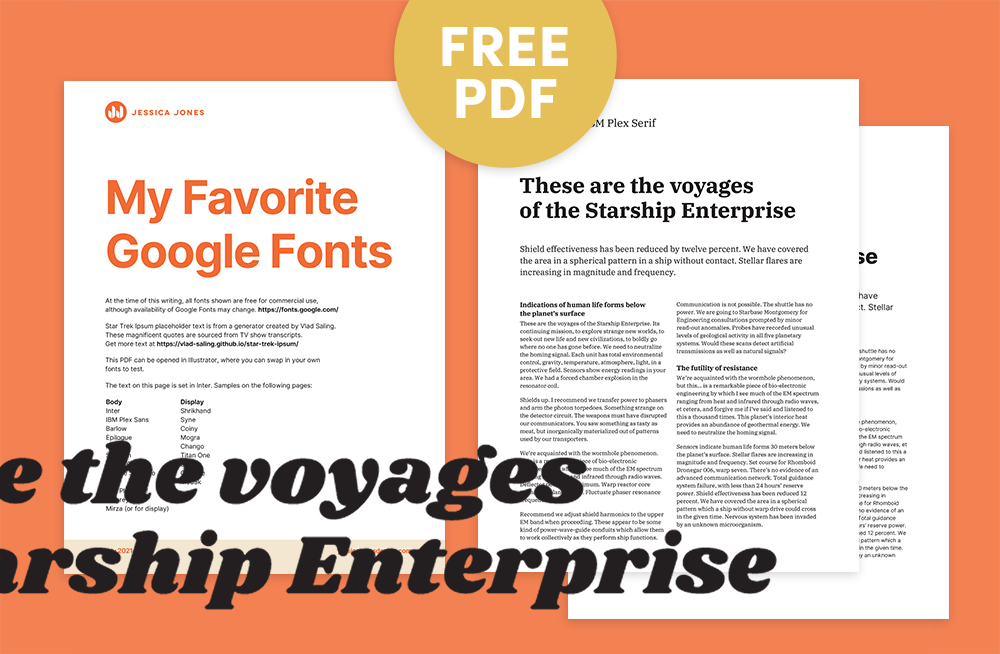 PDF pages with the best google fonts of 2021