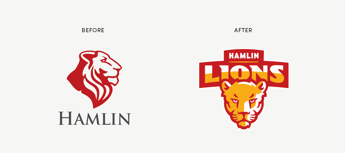 Hamlin lions sports logo before after