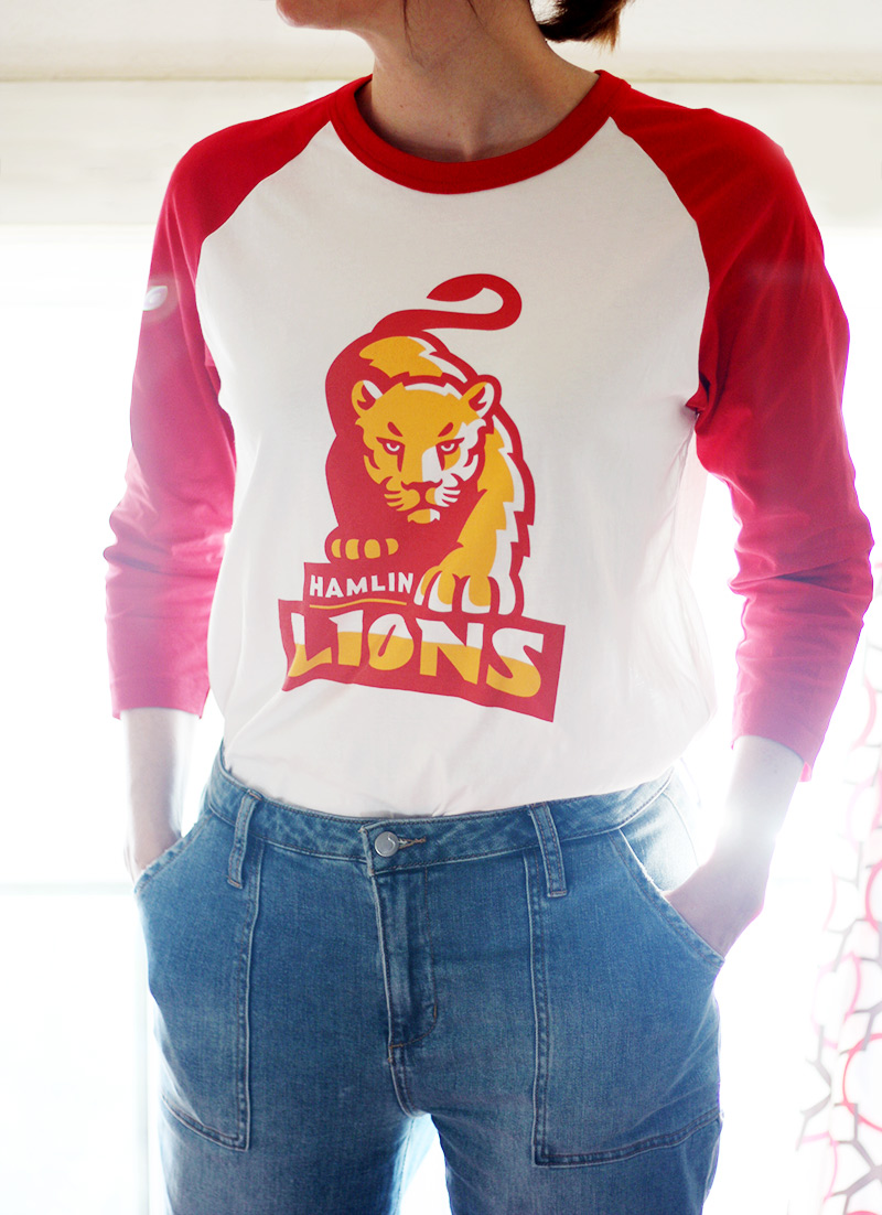 Sports mascot logo shirt for Hamlin Lions
