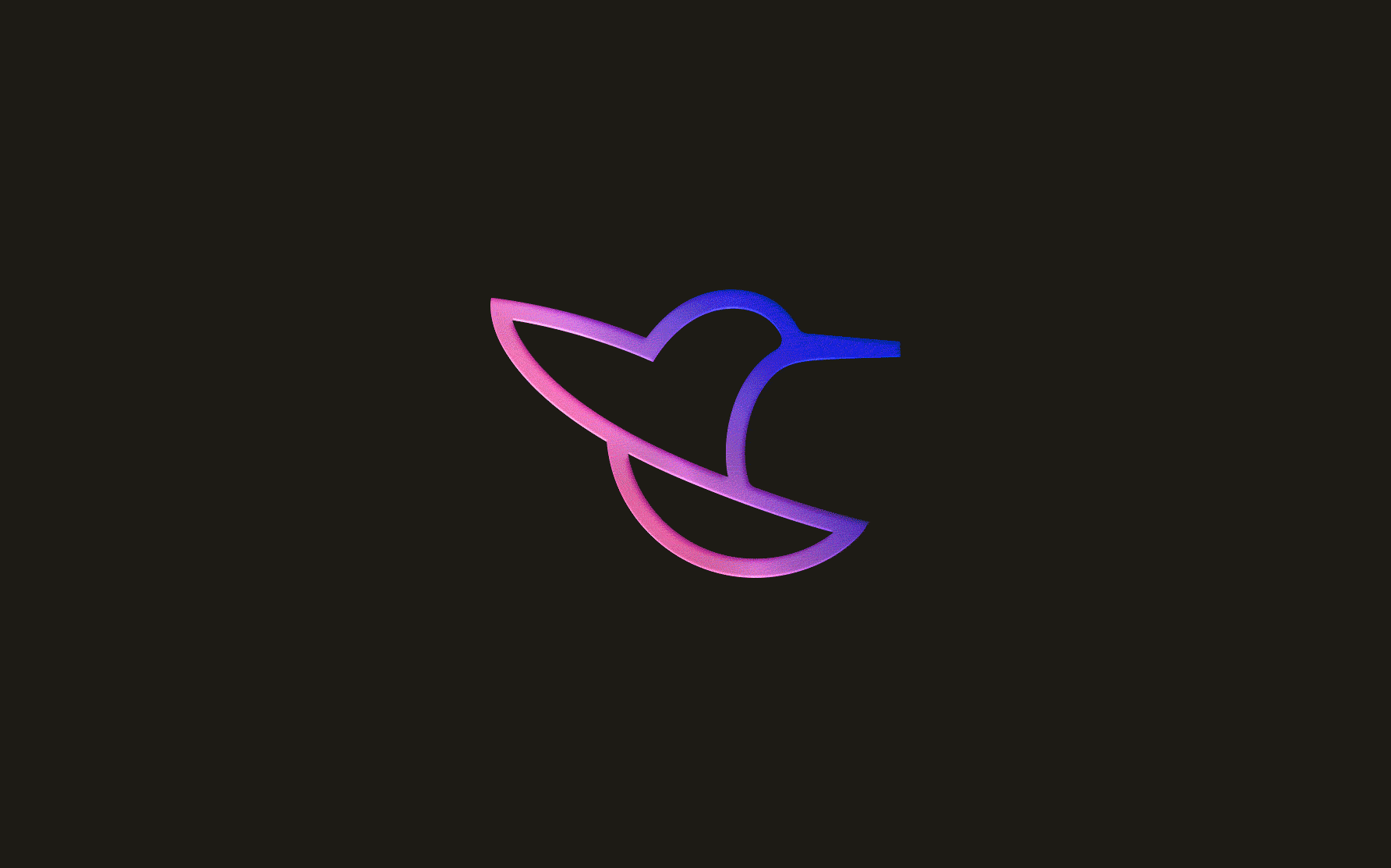 minimal hummingbird logo with gradients changing color