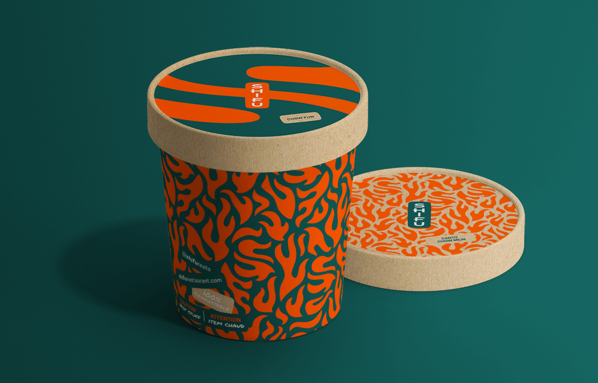 chinese food packaging design with brand pattern