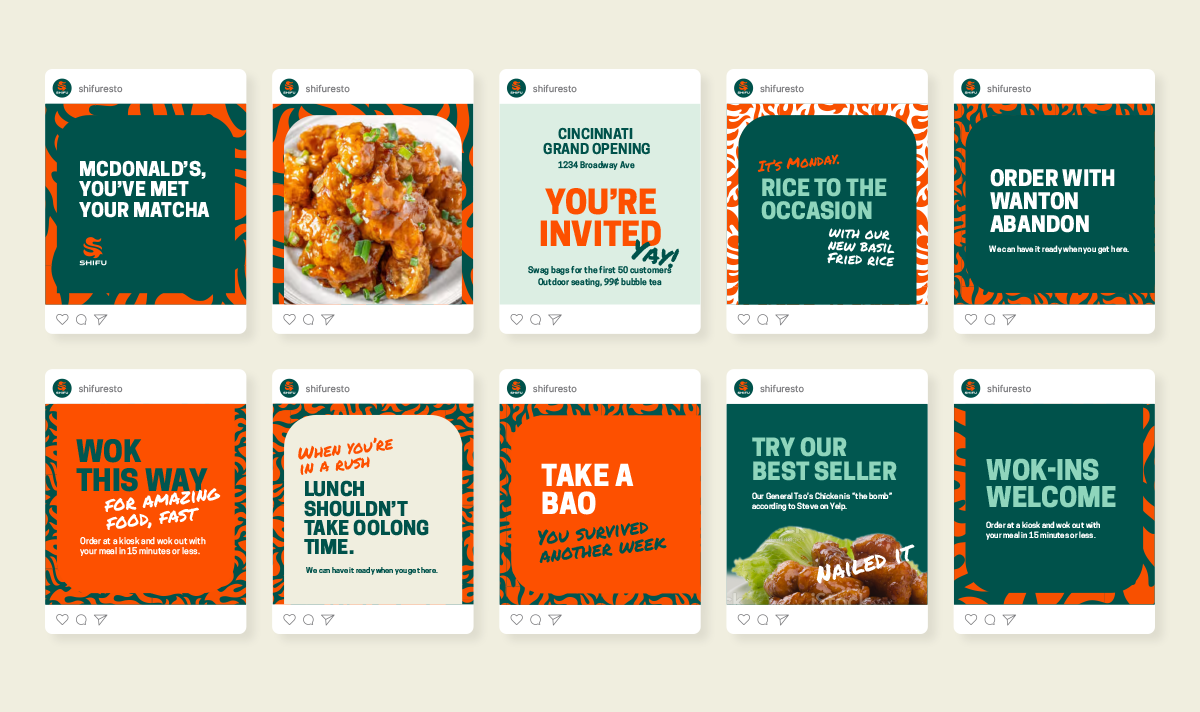 Chinese restaurant branding shown in Instagram social media posts