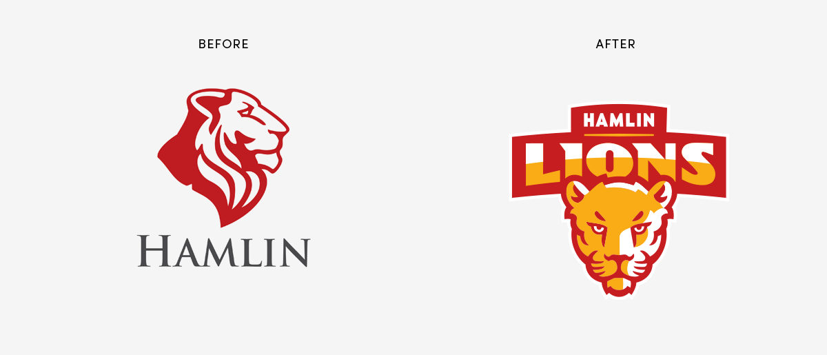 logo before and after example: Hamlin Lions