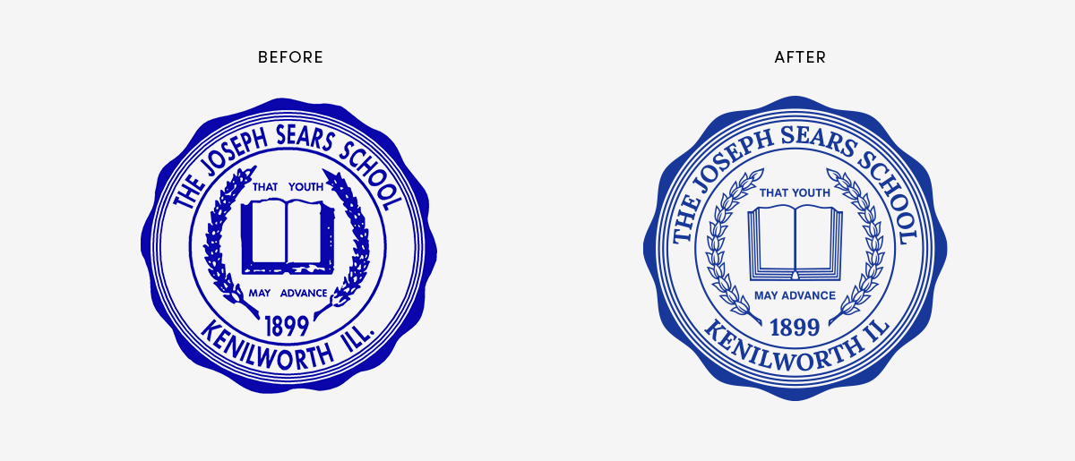logo before and after example: Joseph Sears School