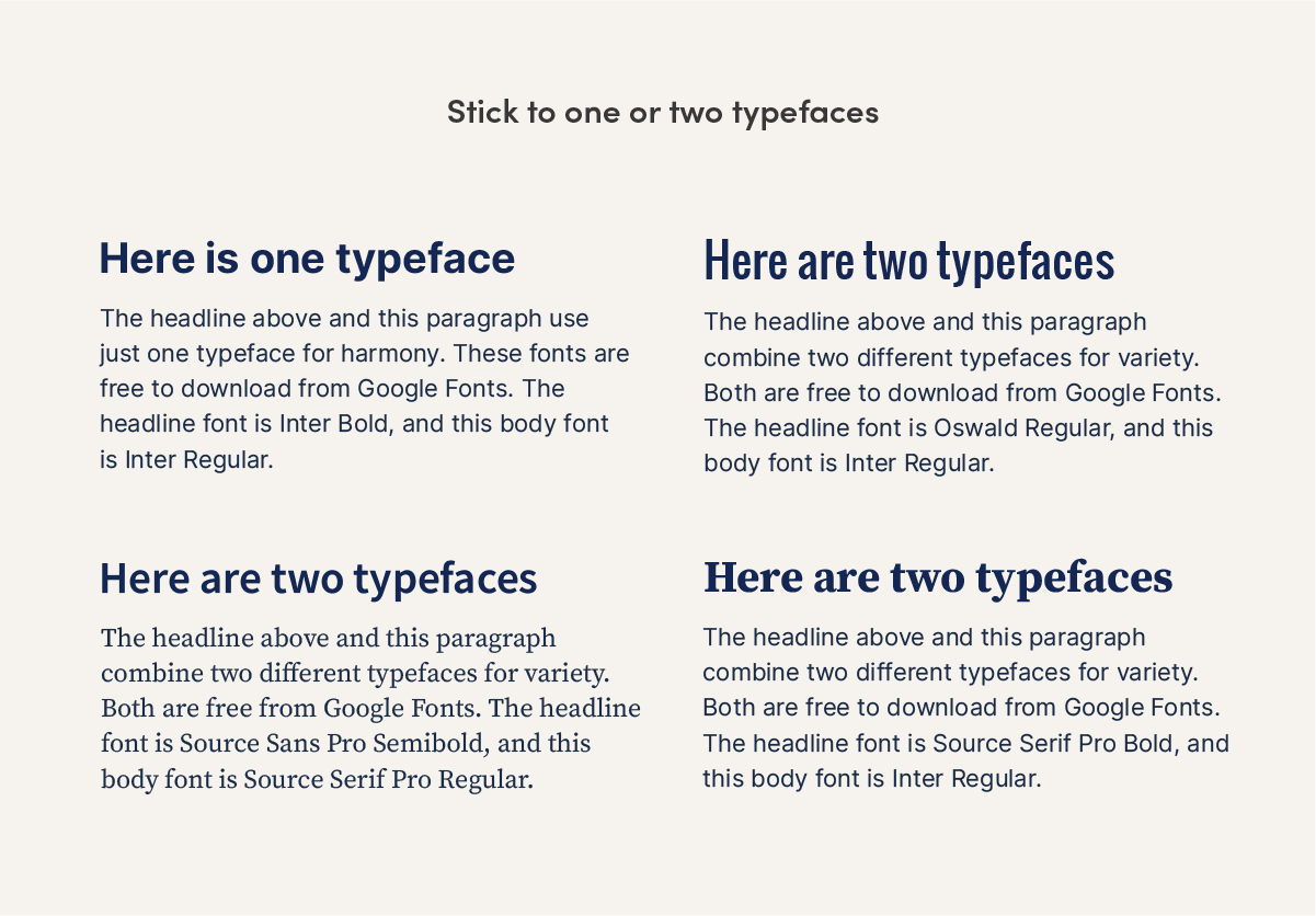 Examples of font combinations