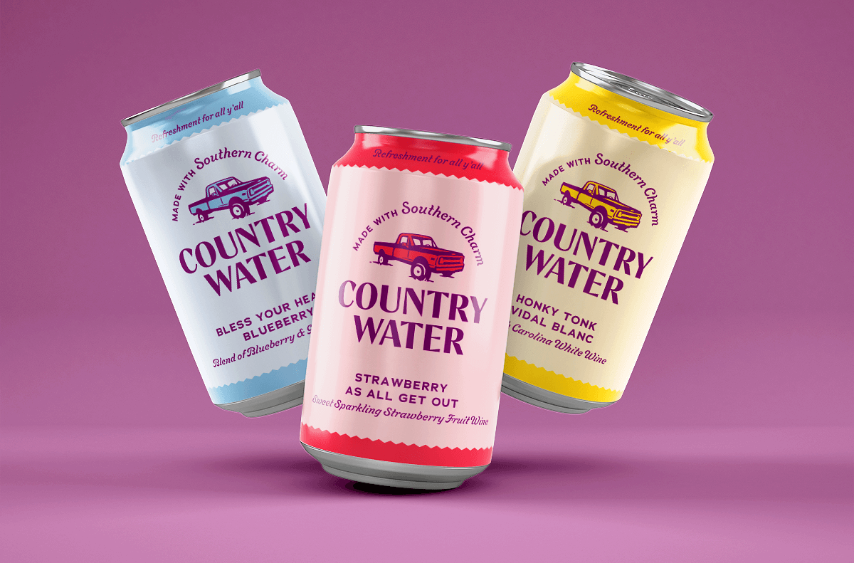 Country Water wine can mockups