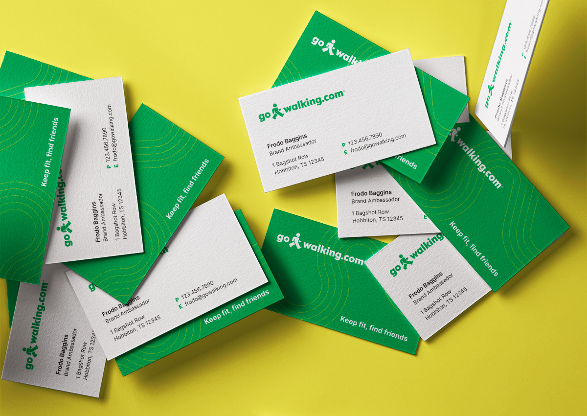 business cards with gowalking.com branding