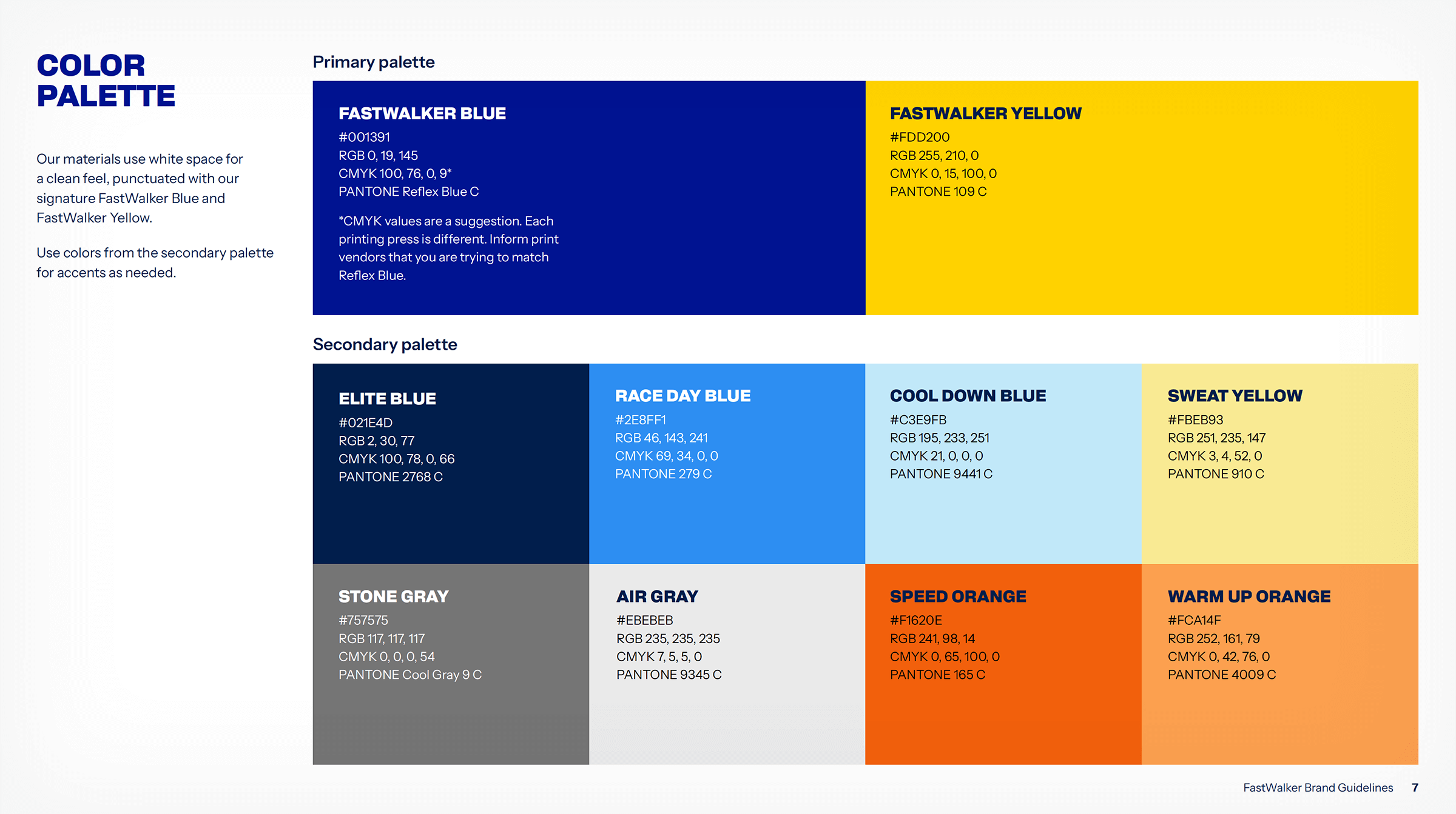FastWalker brand color palette