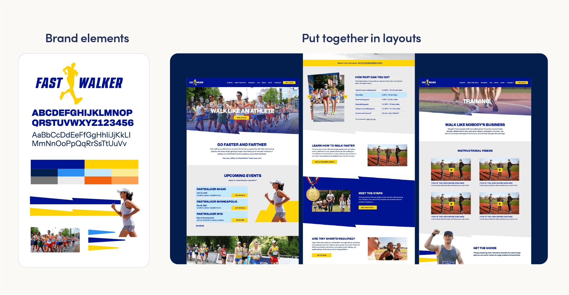 A set of graphic elements translated into a website design