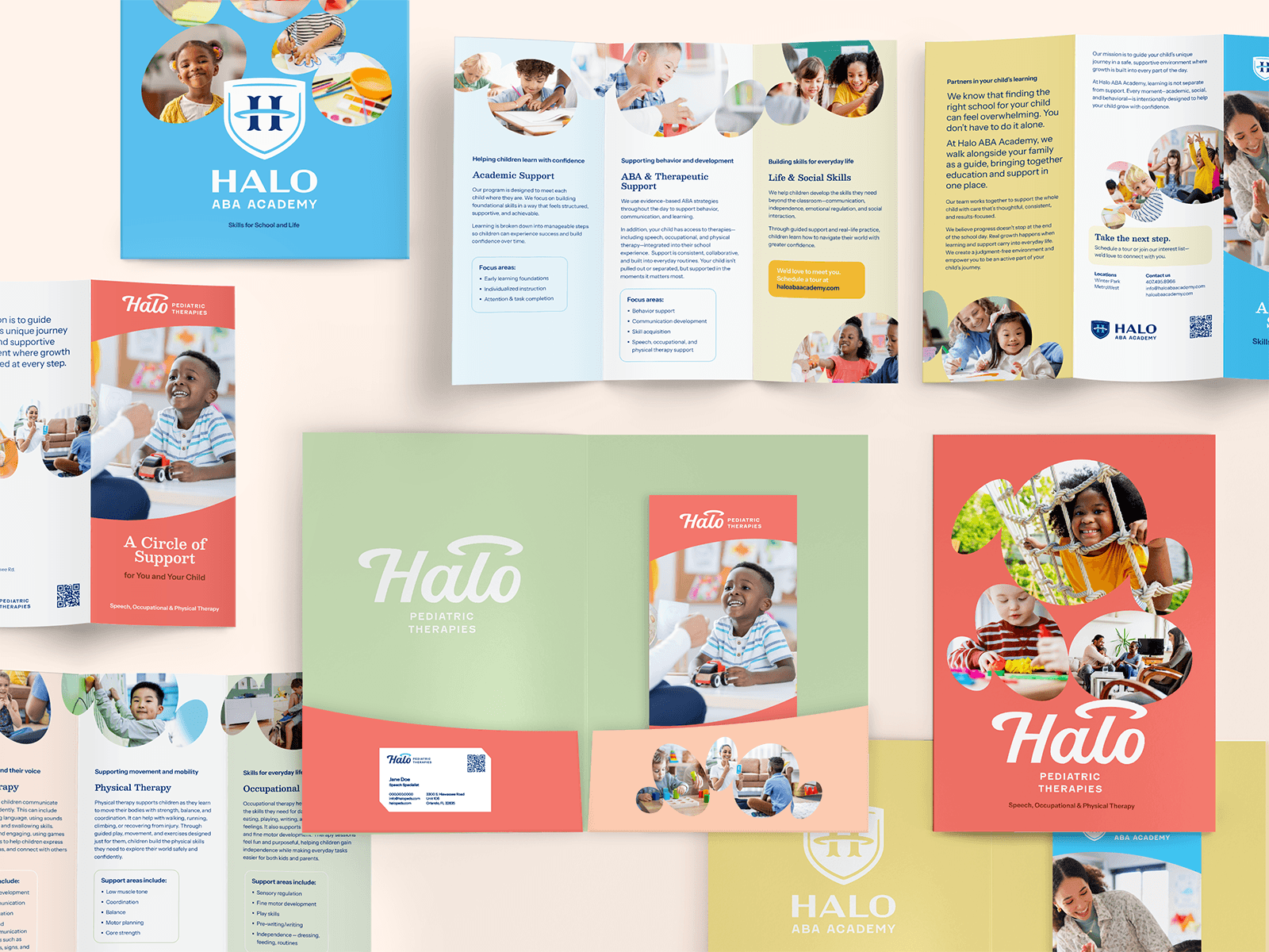 Halo pediatric therapy clinic branded folders and brochures