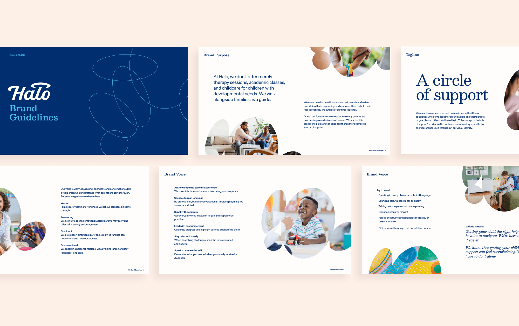 Pediatric therapy brand guidelines voice pages
