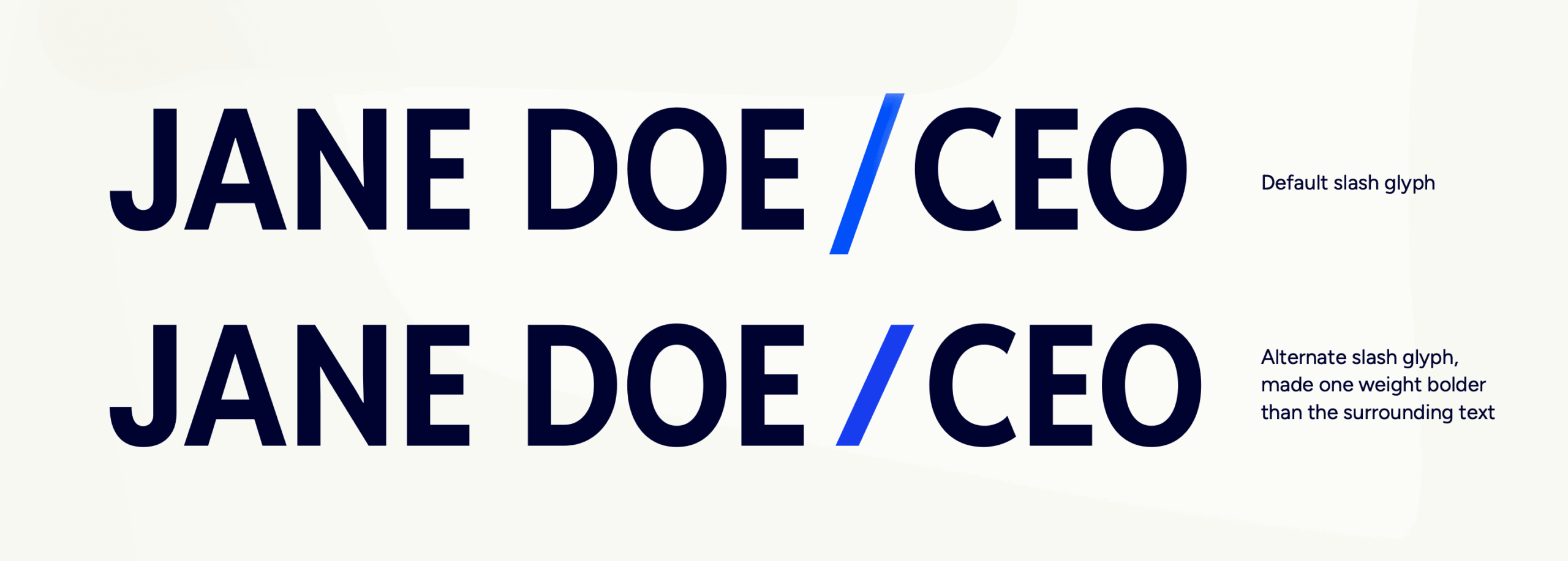 Alternate slash glyphs in typeface Reddit Sans Condensed